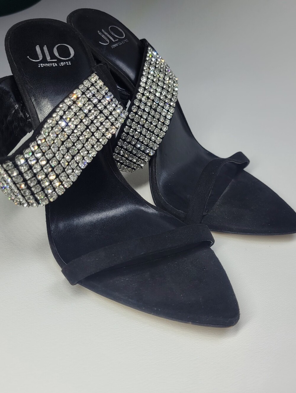 Sparkly Rhinestone Black Stiletto J Lo Heels Sz 8 Sexy Bling - Picture 9 of 13